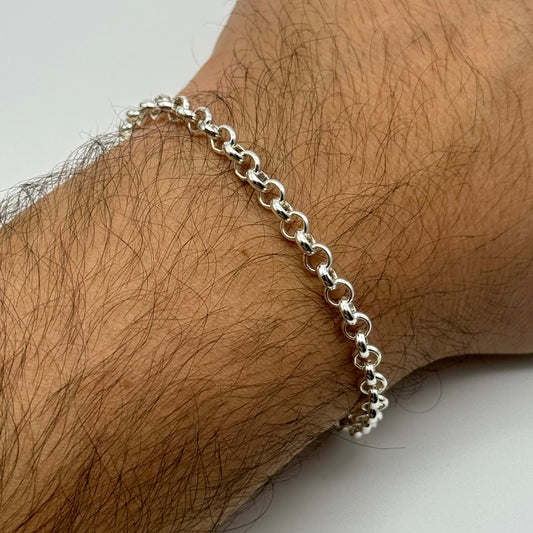925 Sterling Silver 4mm Round Belcher Bracelet 8 Inch
