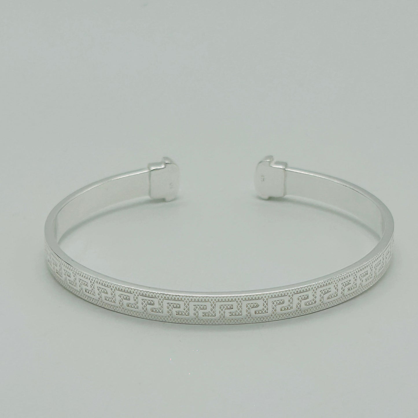 925 Sterling Silver 5mm Greek Key Unisex Torque Bangle