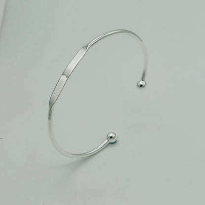 925 Sterling Silver Unisex Identity Torque Bangle