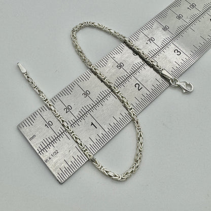 925 Sterling Silver 2mm Square Byzantine Bracelet 8 INCH