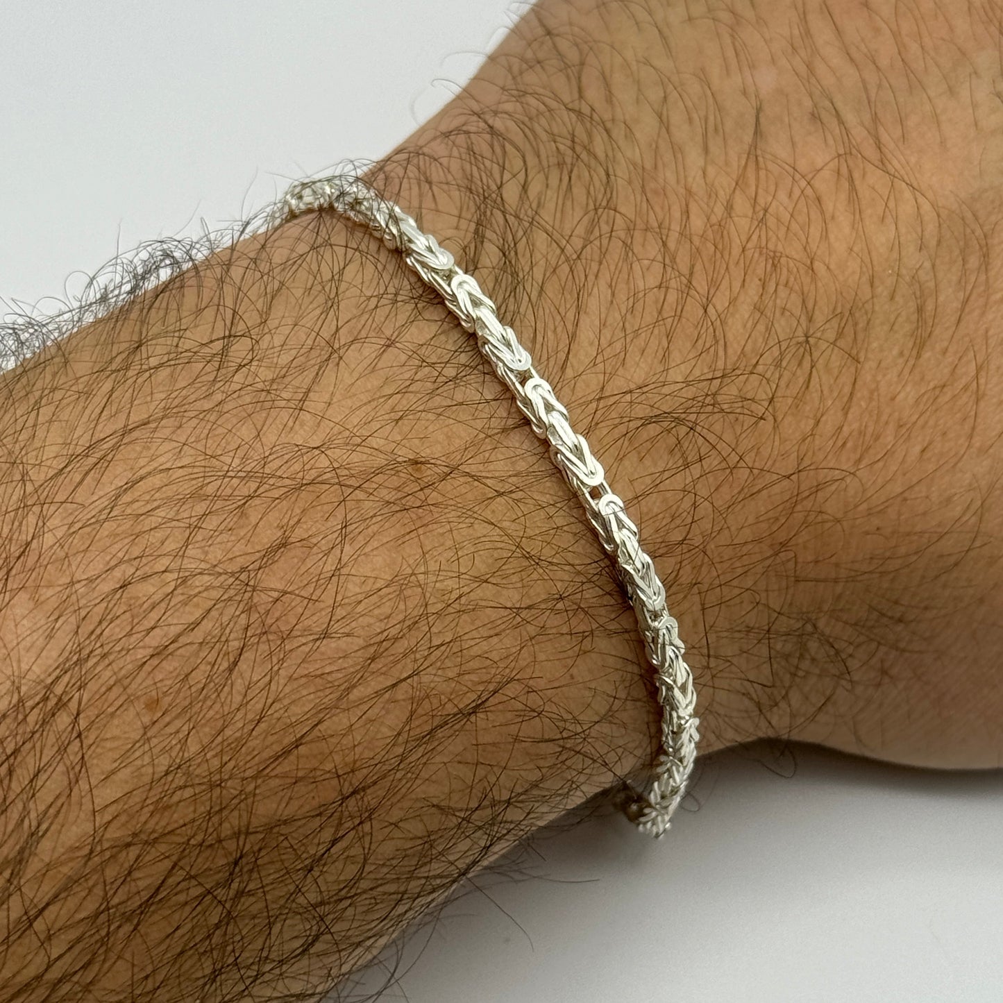 925 Sterling Silver 2.5mm Square Byzantine Bracelet 8 INCH