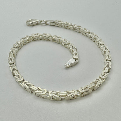 925 Sterling Silver 3.5mm Square Byzantine Bracelet 8 INCH