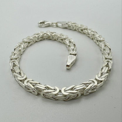 925 Sterling Silver 4mm Square Byzantine Bracelet 8 INCH