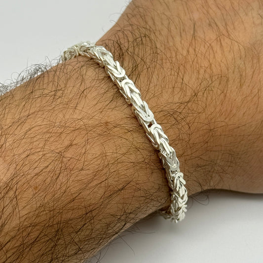 925 Sterling Silver 3.5mm Square Byzantine Bracelet 8 INCH