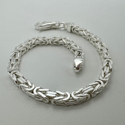 925 Sterling Silver 4.5mm Square Byzantine Bracelet 8 INCH
