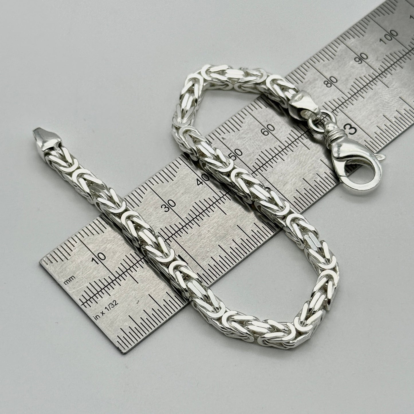 925 Sterling Silver 4.5mm Square Byzantine Bracelet 8 INCH