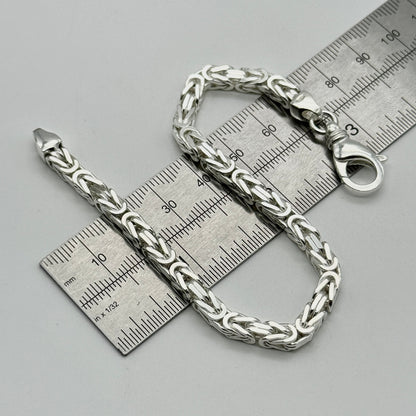 925 Sterling Silver 4.5mm Square Byzantine Bracelet 8 INCH