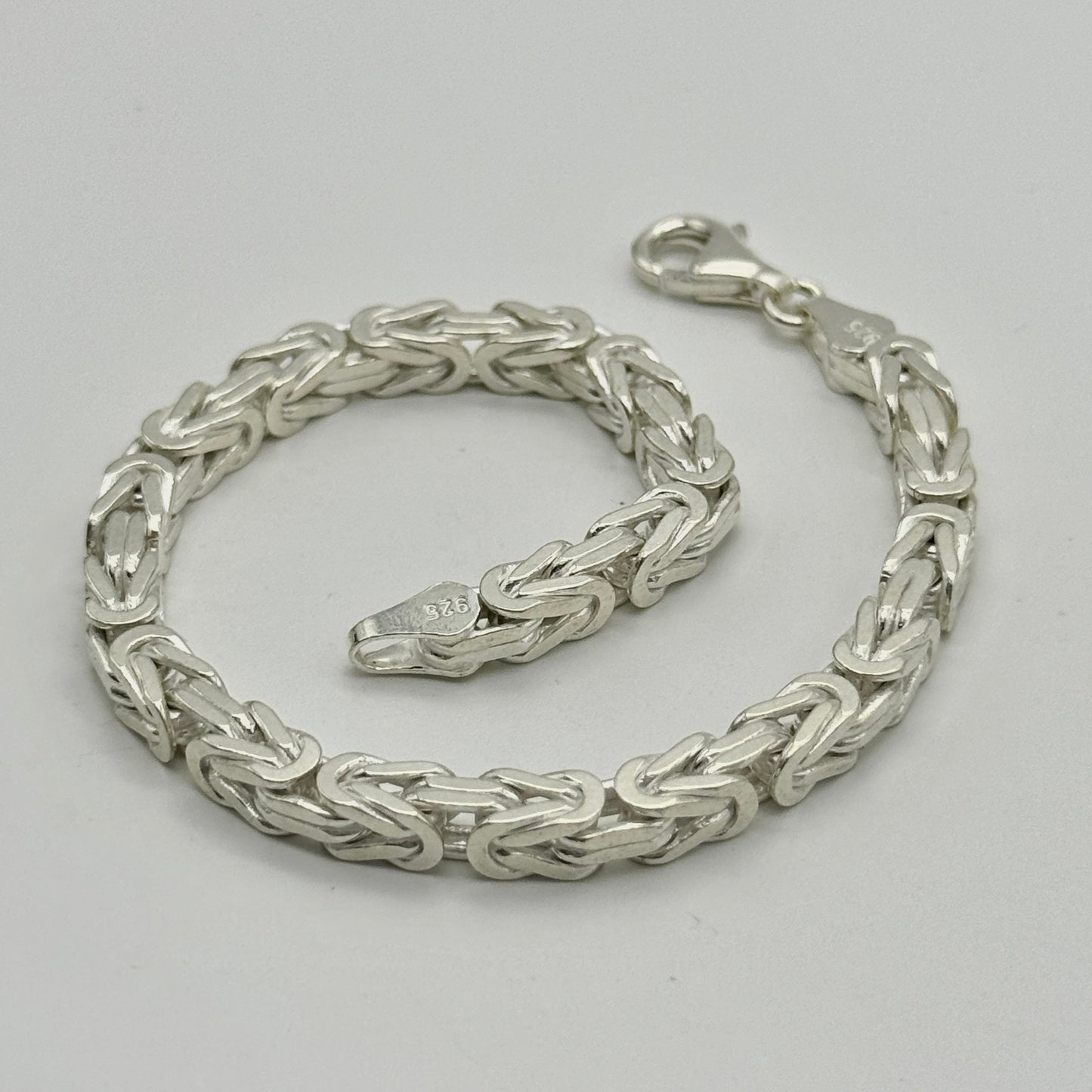 925 Sterling Silver 5mm Square Byzantine Bracelet 8 INCH
