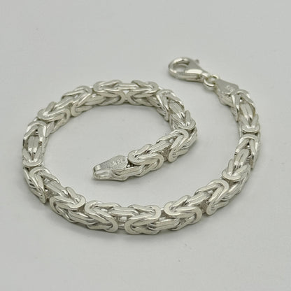 925 Sterling Silver 5mm Square Byzantine Bracelet 8 INCH