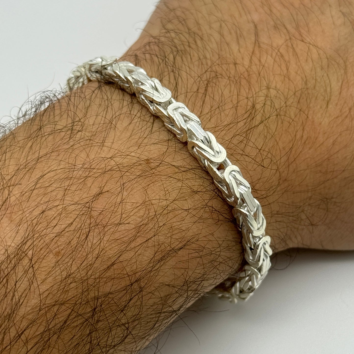 925 Sterling Silver 5mm Square Byzantine Bracelet 8 INCH