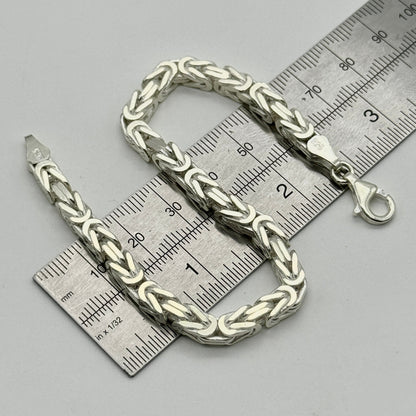 925 Sterling Silver 5mm Square Byzantine Bracelet 8 INCH