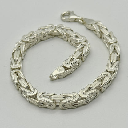 925 Sterling Silver 5.5mm Square Byzantine Bracelet 8 INCH