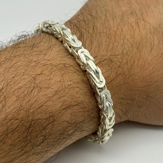 925 Sterling Silver 5.5mm Square Byzantine Bracelet 8 INCH