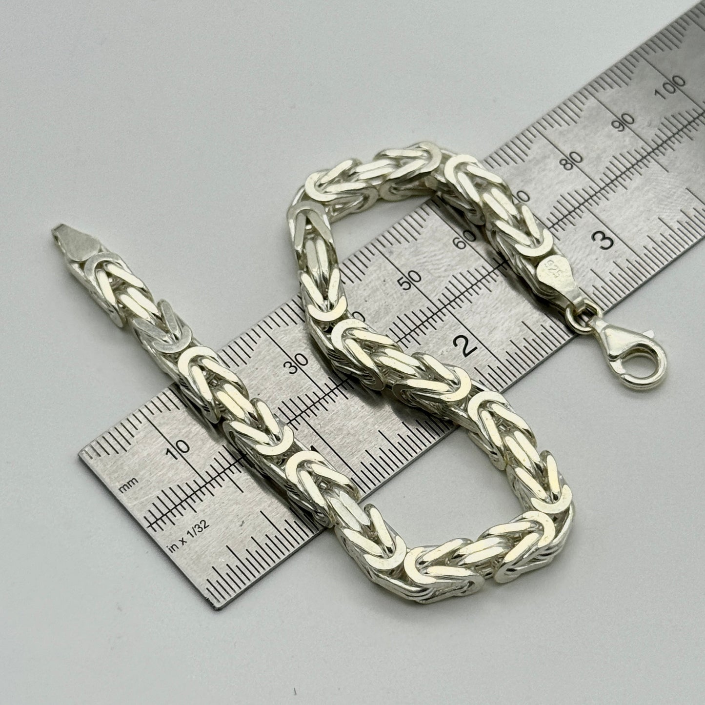 925 Sterling Silver 5.5mm Square Byzantine Bracelet 8 INCH