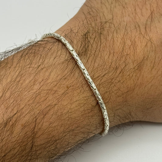 925 Sterling Silver 2mm Round Byzantine Bracelet 8 INCH