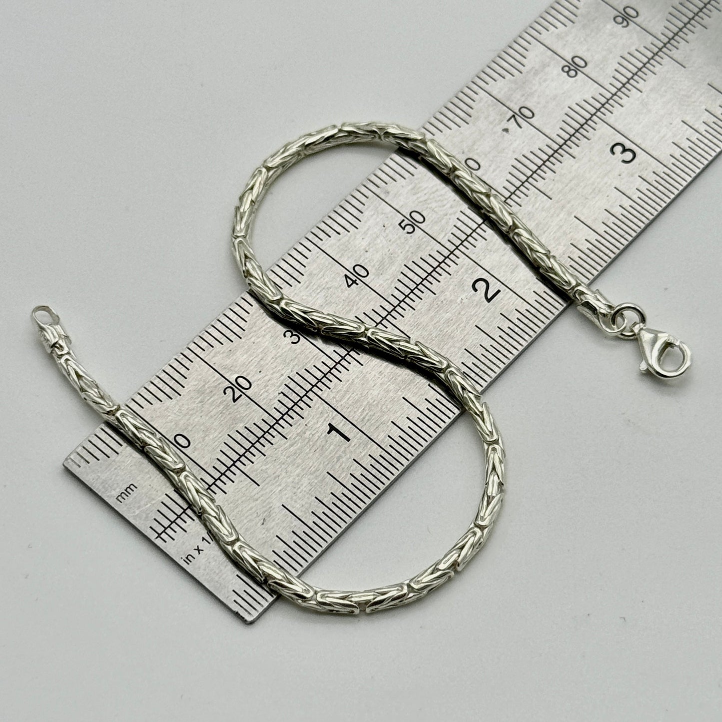 925 Sterling Silver 2mm Round Byzantine Bracelet 8 INCH