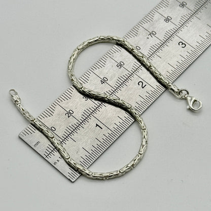 925 Sterling Silver 2mm Round Byzantine Bracelet 8 INCH