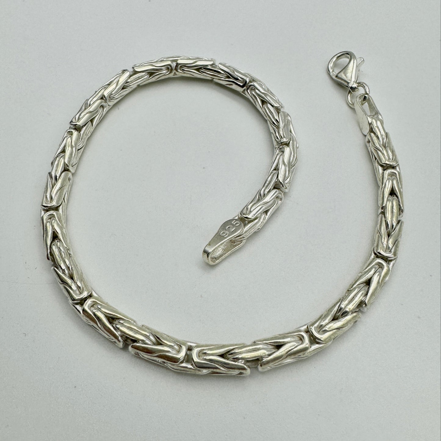 925 Sterling Silver 4mm Round Byzantine Bracelet 8.5 INCH