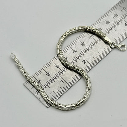 925 Sterling Silver 4mm Round Byzantine Bracelet 8.5 INCH