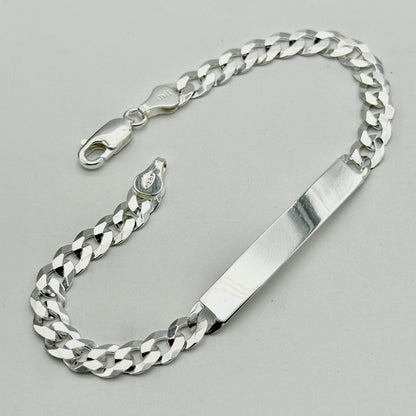 925 Sterling Silver 7mm Curb ID Bracelet 8 Inch