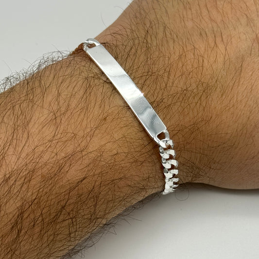 925 Sterling Silver 7mm Curb ID Bracelet 8 Inch