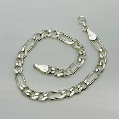 925 Sterling Silver 5mm Figaro Bracelet 8 INCH