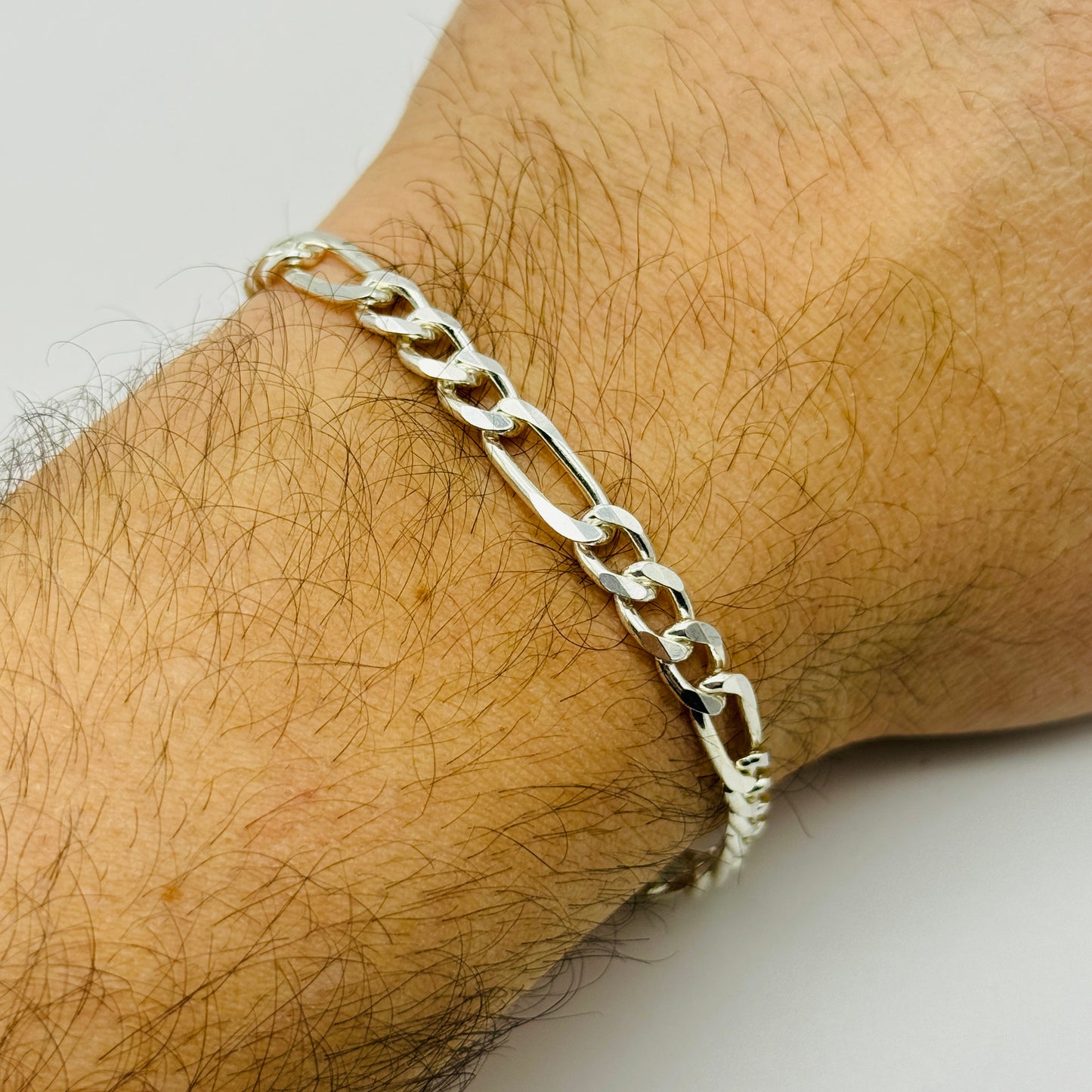 925 Sterling Silver 5mm Figaro Bracelet 8 INCH