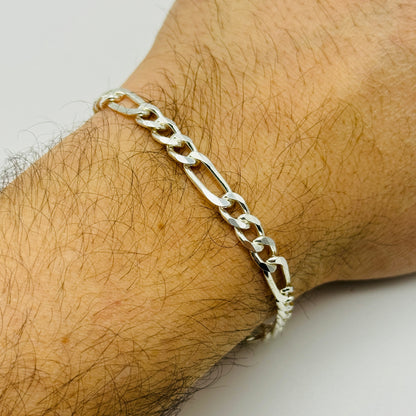 925 Sterling Silver 5mm Figaro Bracelet 8 INCH