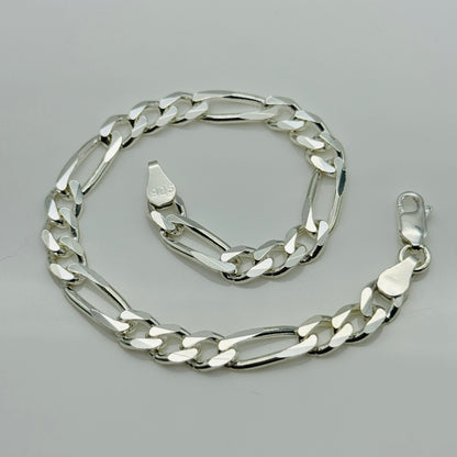 925 Sterling Silver 6mm Figaro Bracelet 8 INCH