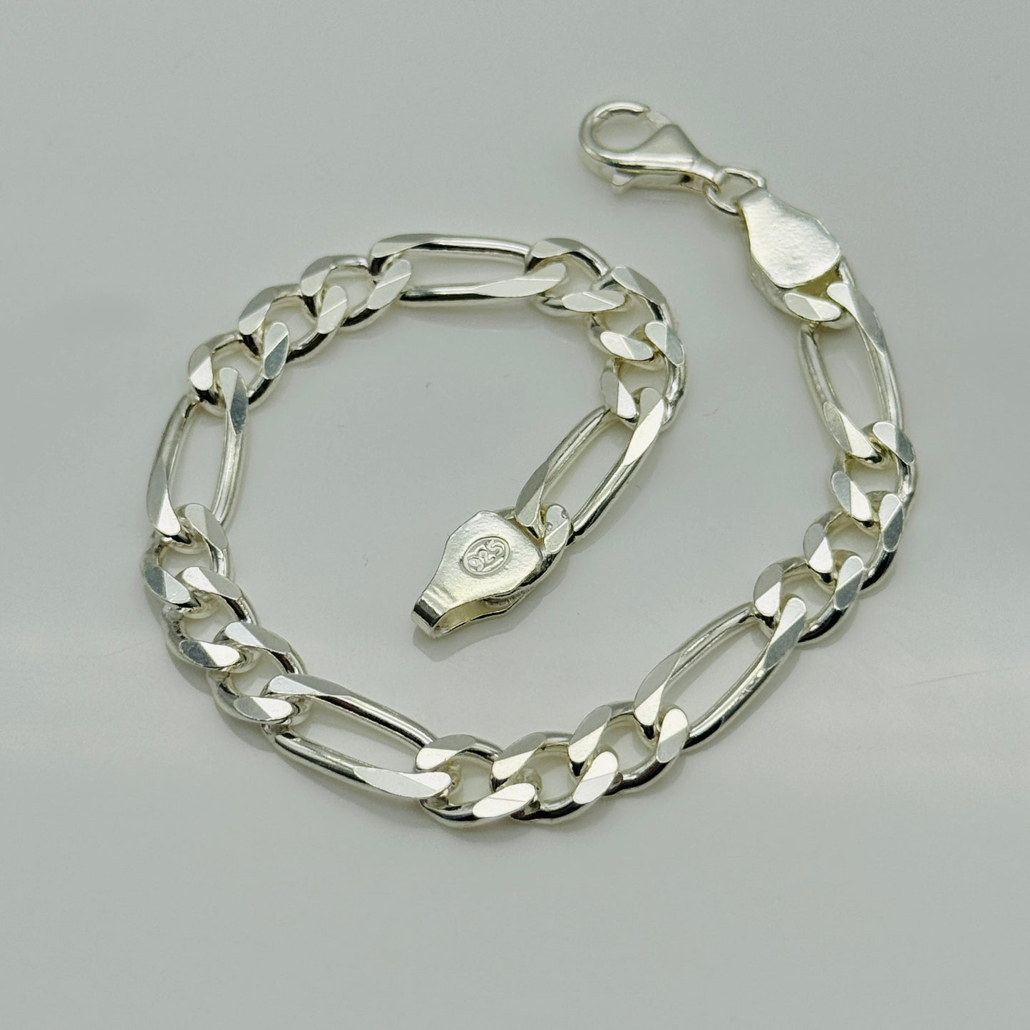 925 Sterling Silver 7mm Figaro Bracelet 8 INCH