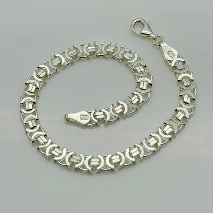 925 Sterling Silver 5mm Flat Byzantine Bracelet 8 INCH