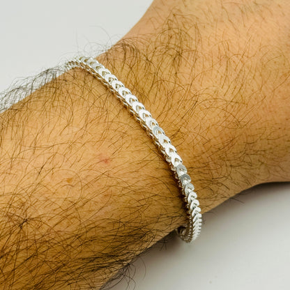 925 Sterling Silver 4mm Square Franco Bracelet 7.5" - 8.5"
