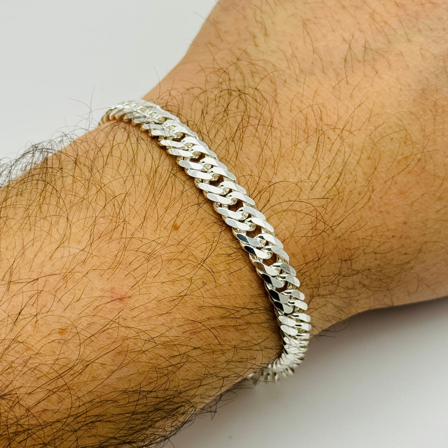 925 Sterling Silver 6mm Double Curb Bracelet 7.5" - 8.5"