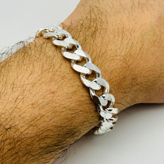 925 Sterling Silver 12mm Cuban Curb Bracelet 8.5"