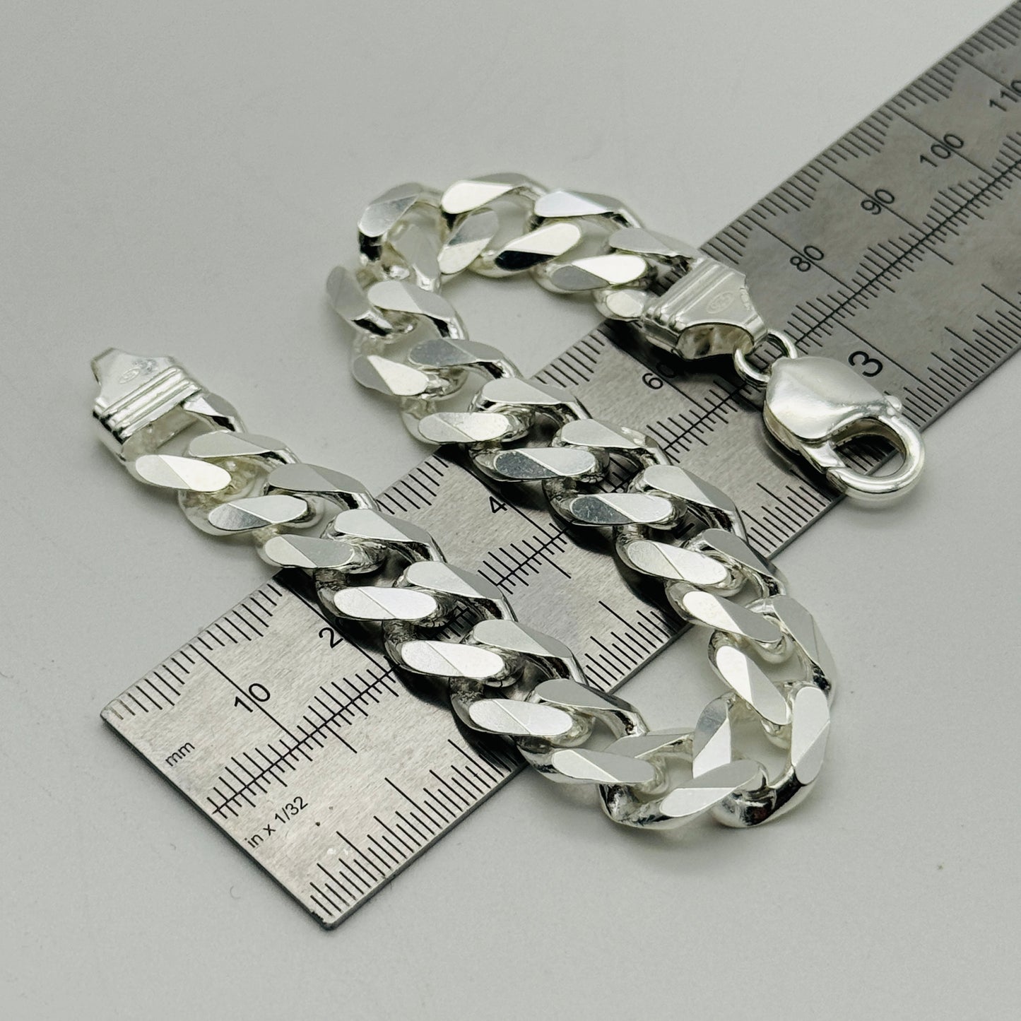 925 Sterling Silver 12mm Cuban Curb Bracelet 8.5"