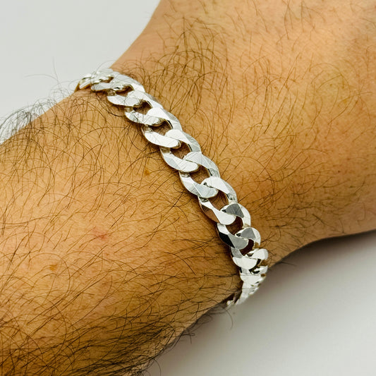 925 Sterling Silver 8mm Flat Curb Bracelet 8.5"