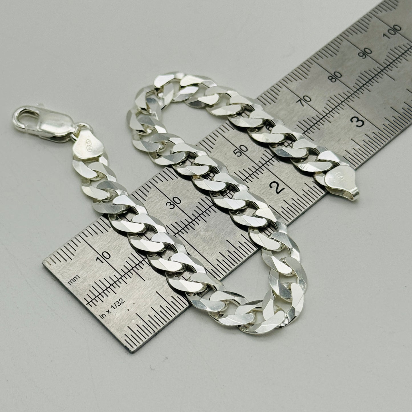 925 Sterling Silver 8mm Flat Curb Bracelet 8.5"