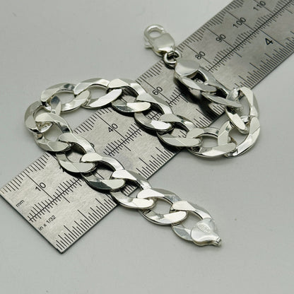 925 Sterling Silver 12mm Open Curb Bracelet 8.5"