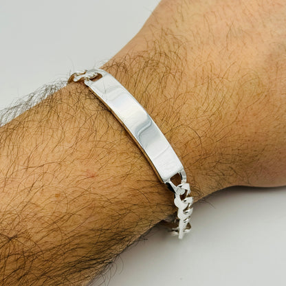 925 Sterling Silver 8mm Curb ID Bracelet 8.5"