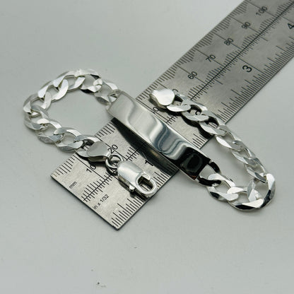 925 Sterling Silver 8mm Curb ID Bracelet 8.5"
