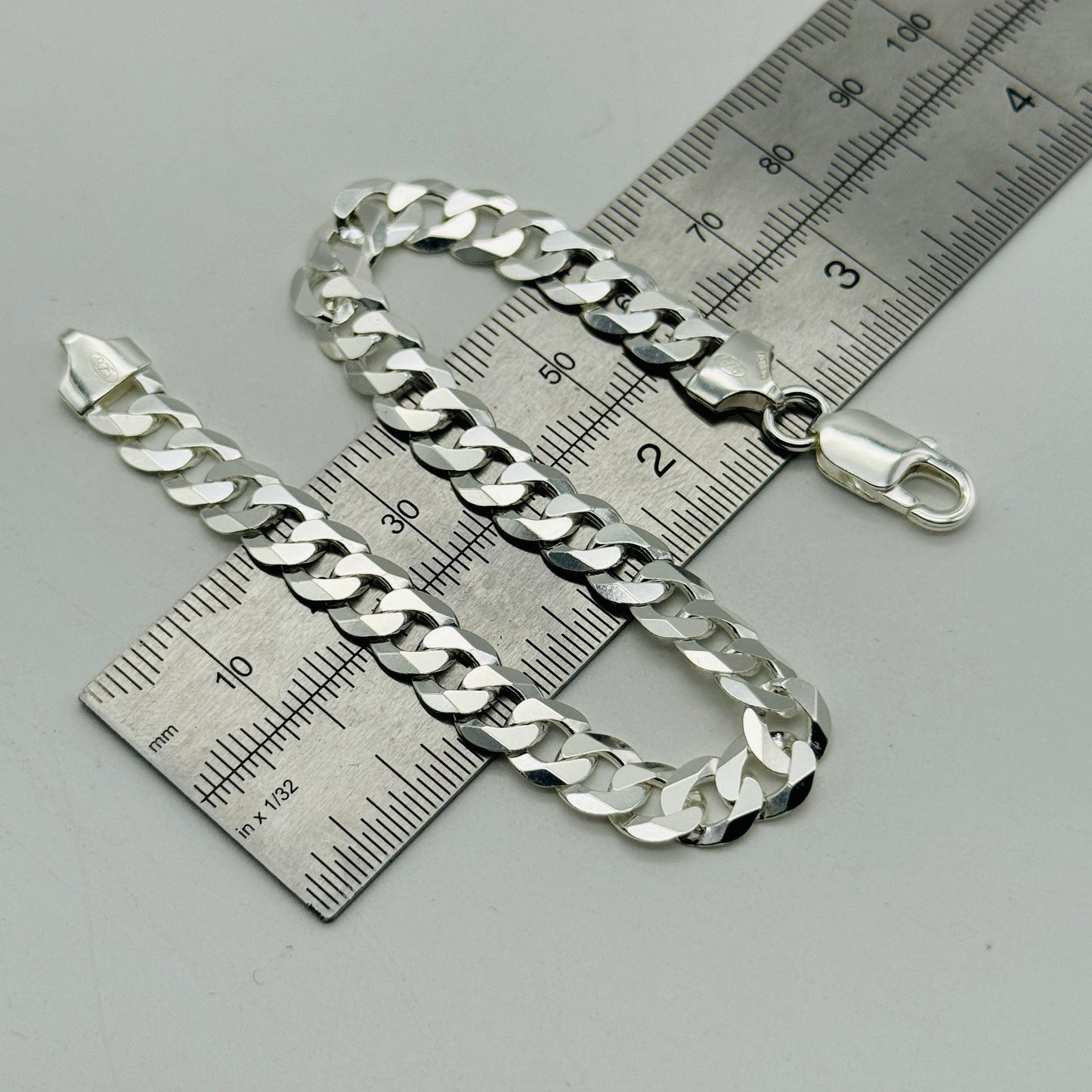 925 Sterling Silver 8mm Flat Curb Bracelet 8.5"