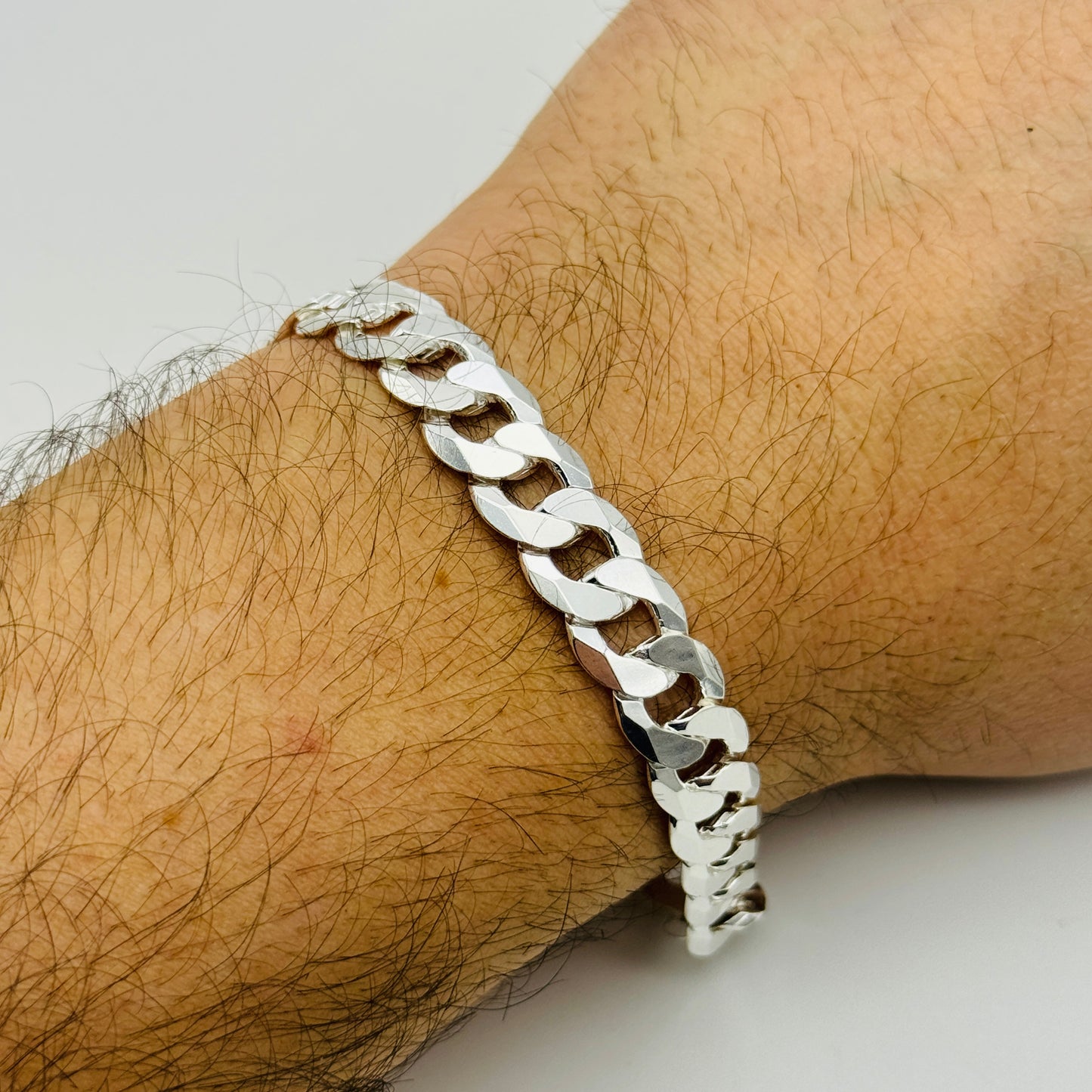 925 Sterling Silver 10mm Flat Curb Bracelet 8.5"