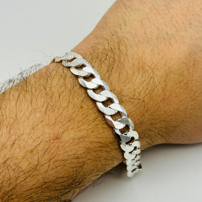 925 Sterling Silver 10mm Flat Curb Bracelet 8.5"