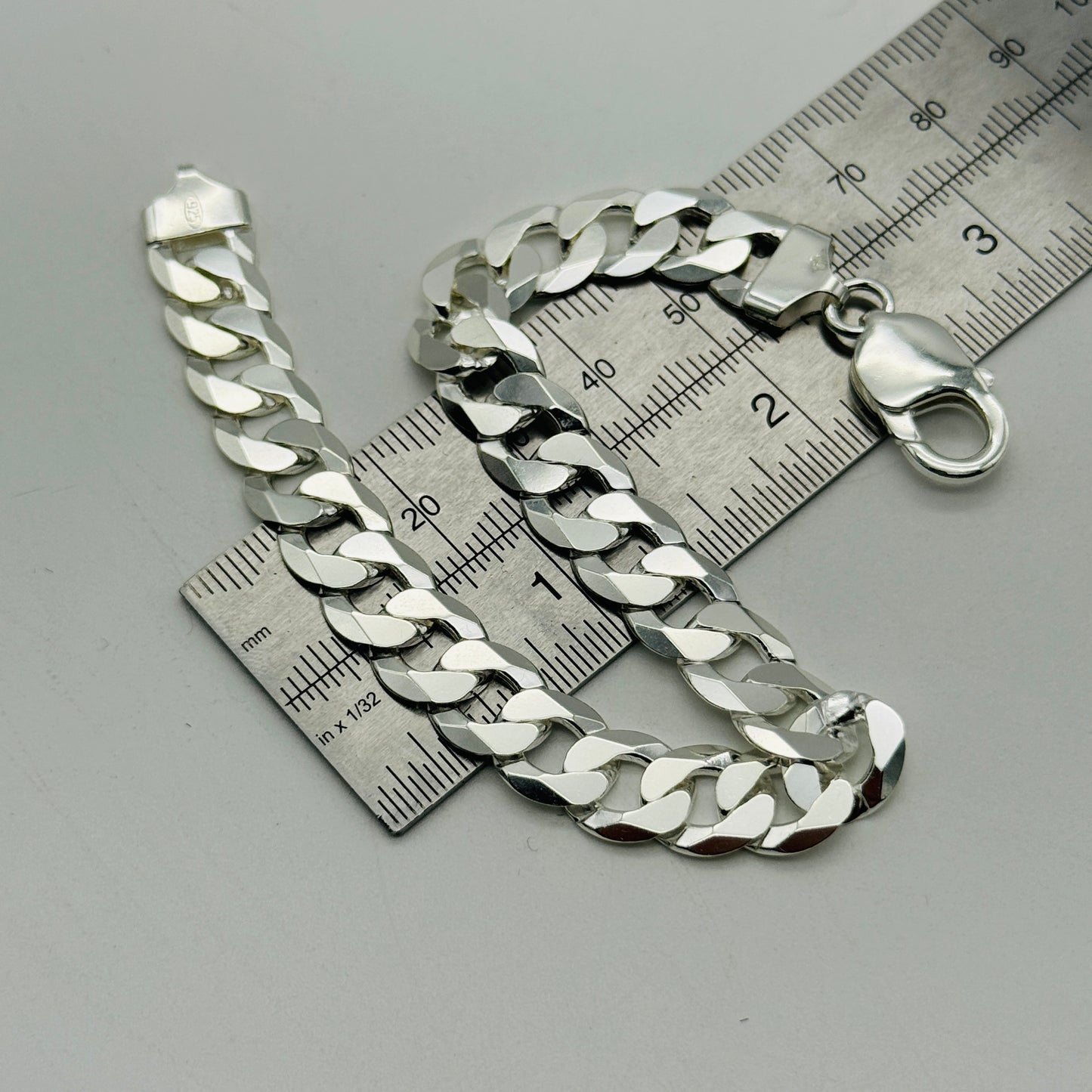 925 Sterling Silver 10mm Flat Curb Bracelet 8.5"