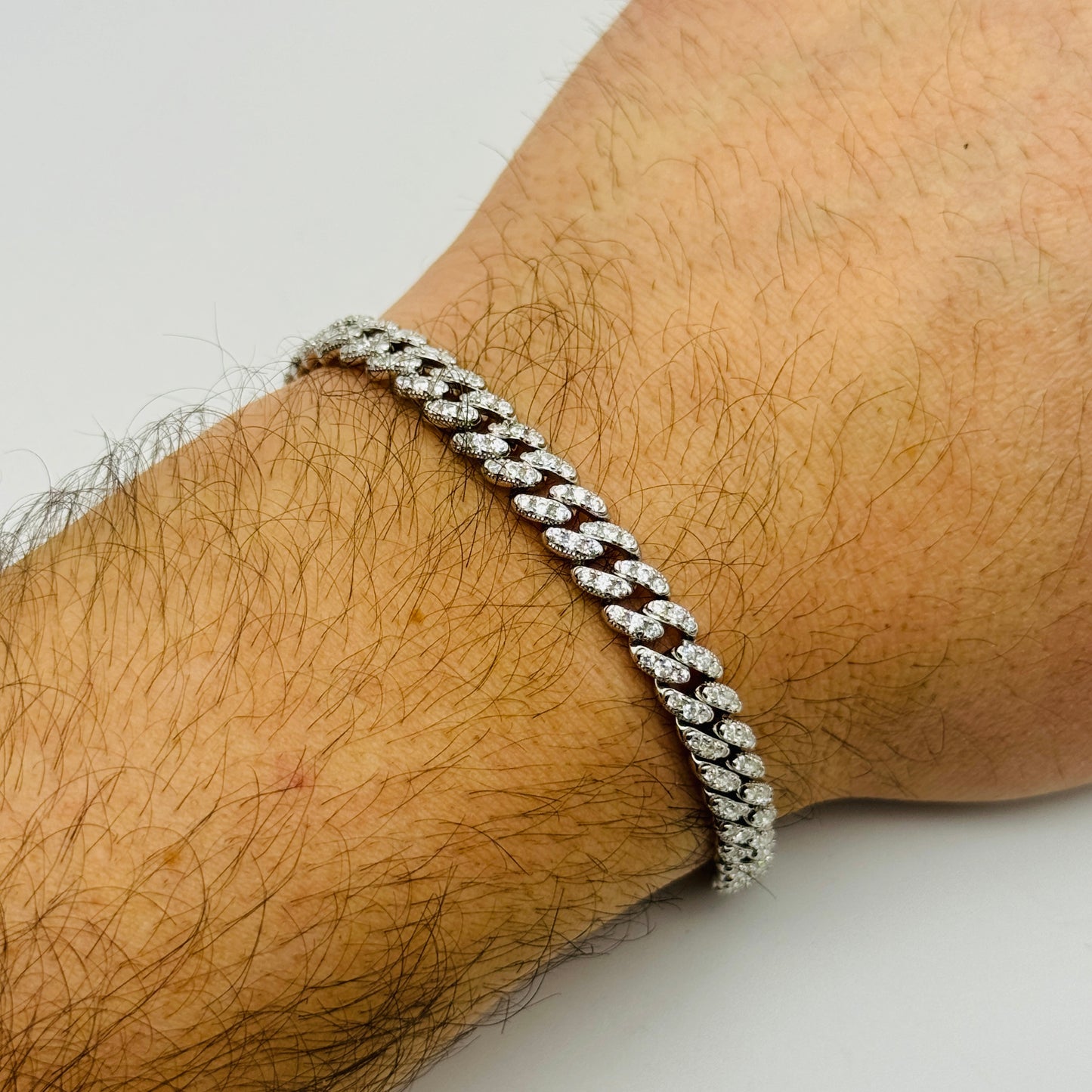 925 Sterling Silver Diamond 6mm Miami Cuban Bracelet 7.5" - 8.5"