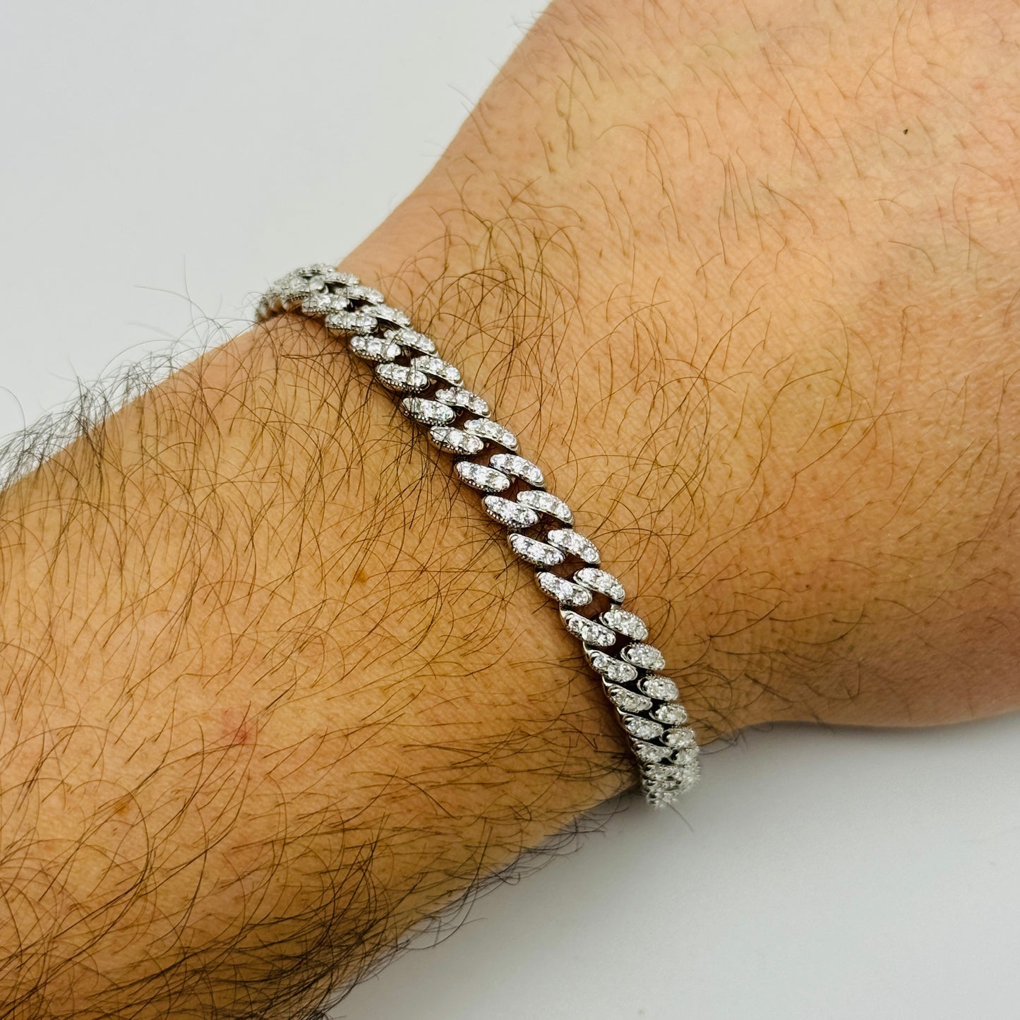 925 Sterling Silver Diamond 6mm Miami Cuban Bracelet 7.5" - 8.5"