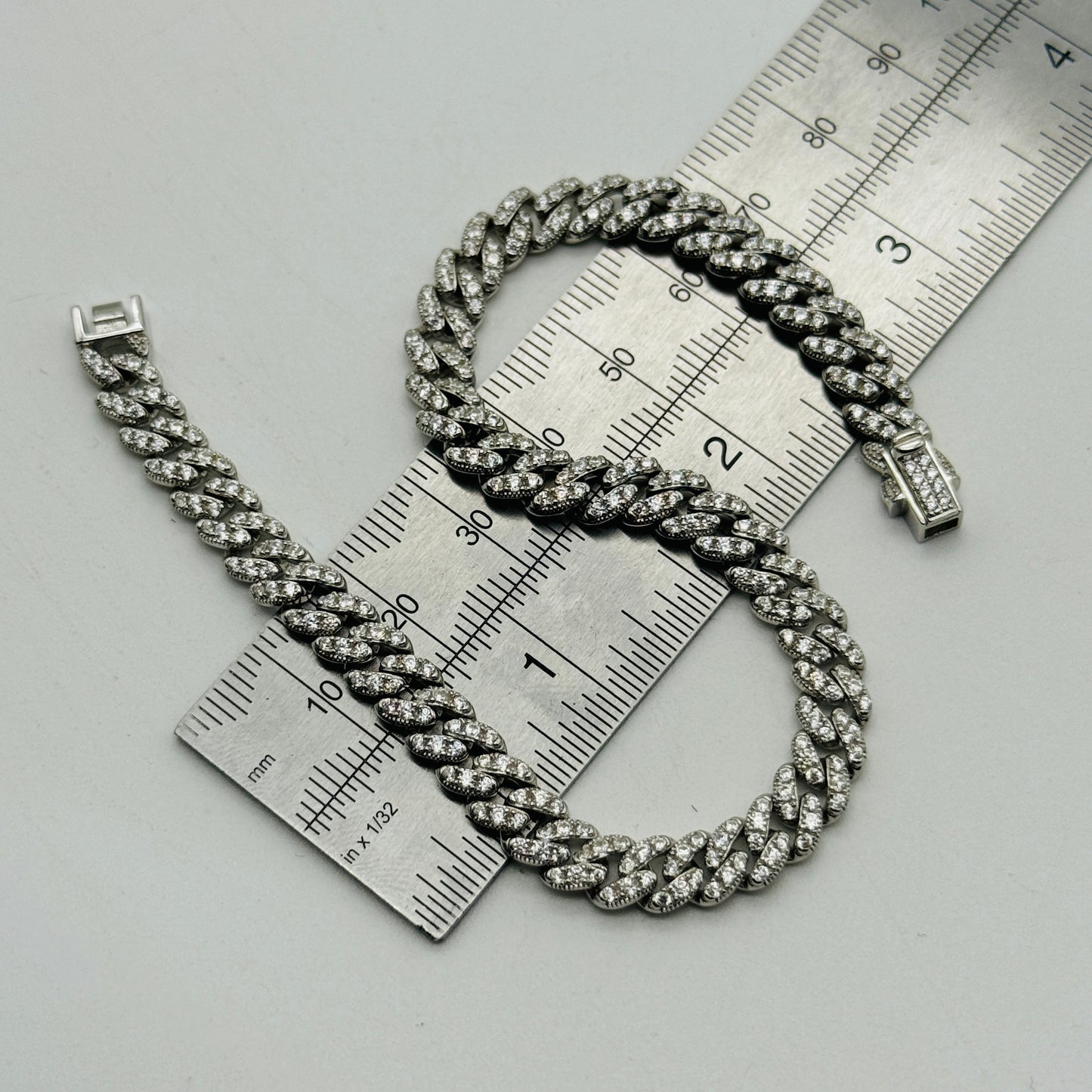 925 Sterling Silver Diamond 6mm Miami Cuban Bracelet 7.5" - 8.5"