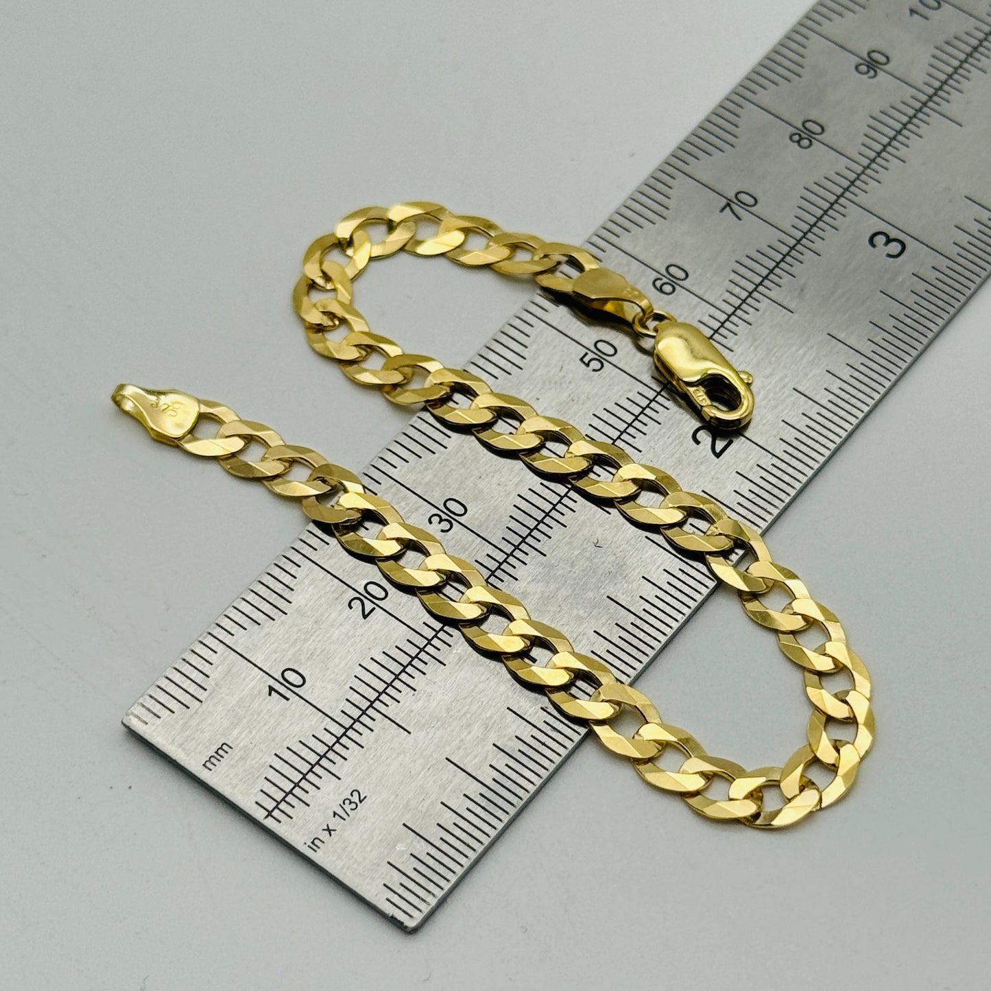 375 9ct Yellow Gold 5mm Curb Bracelet 7.5" - 8.5"