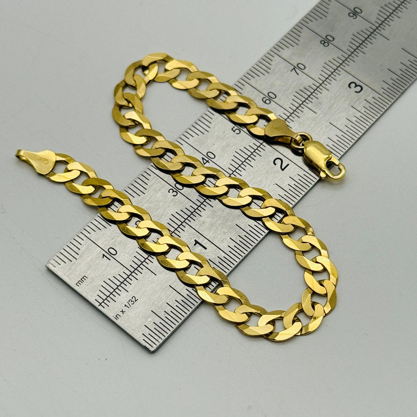 375 9ct Yellow Gold 7mm Curb Bracelet 7.5" - 8.5"