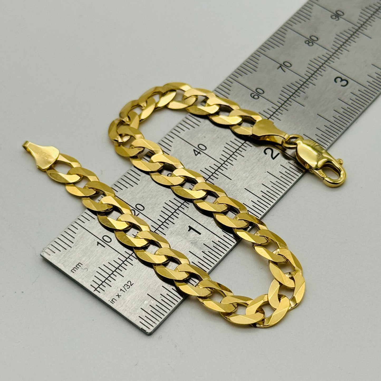 375 9ct Yellow Gold 8mm Curb Bracelet 7.5" - 8.5"